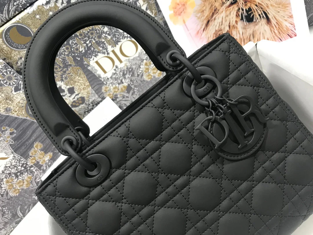 DO Mini Lady Bag Black Ultramatte Cannage Calfskin