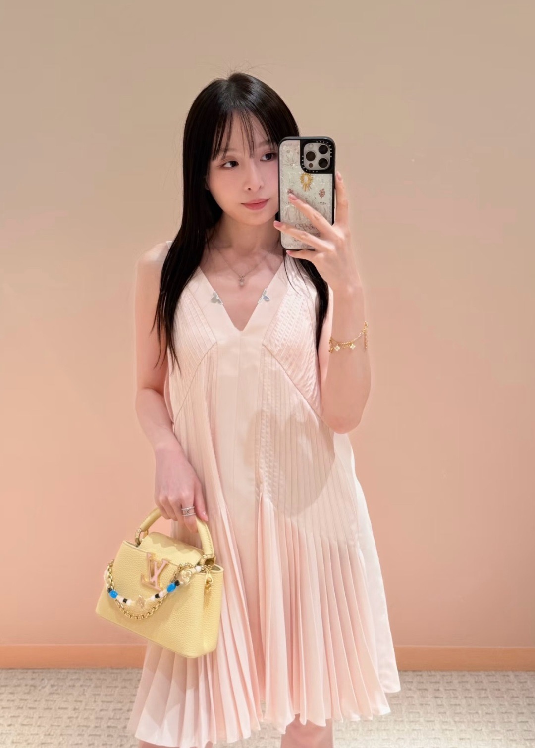 Loui 26ss pleated vest dress
