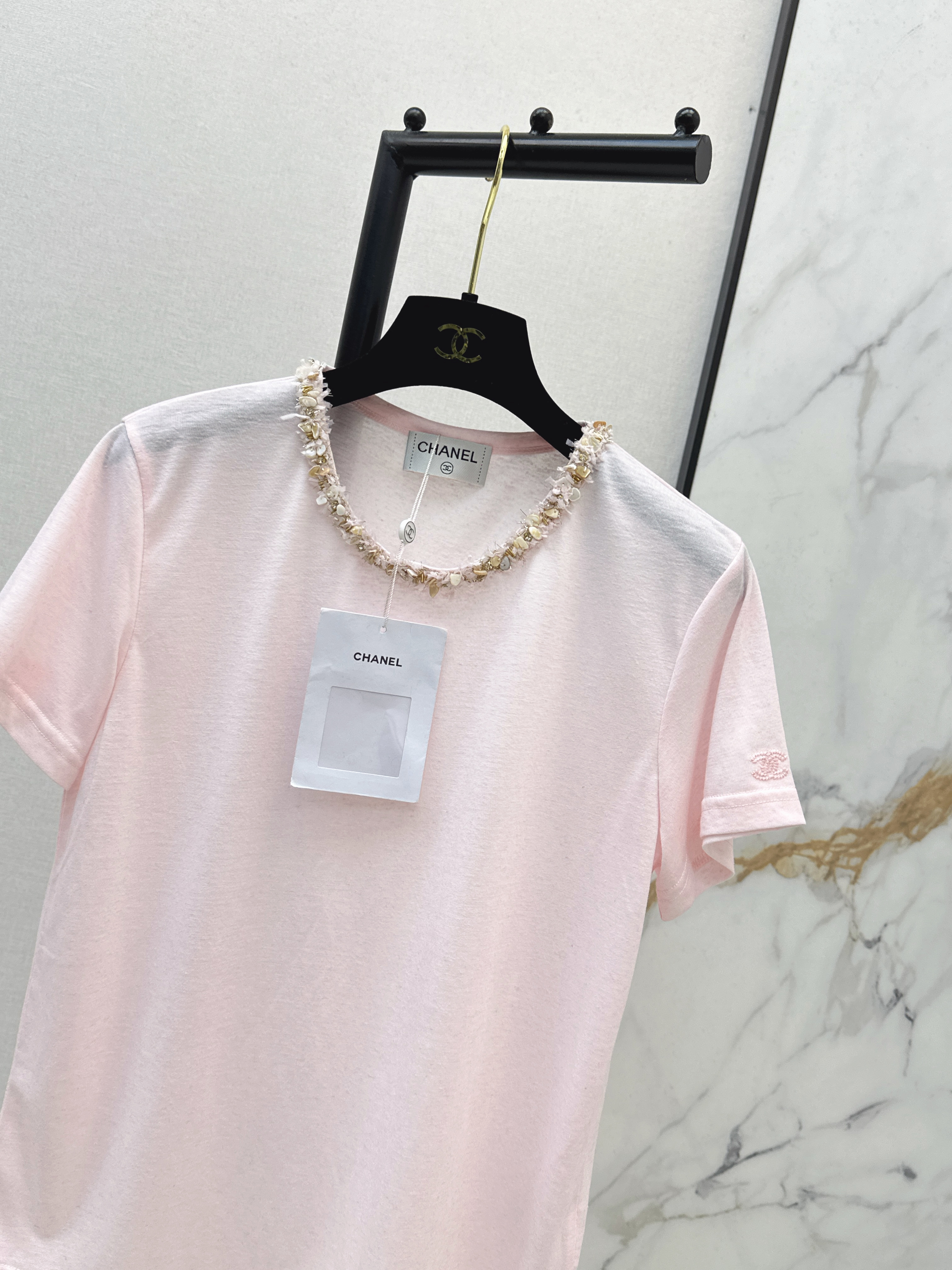 Chan 26ss rhinestone t-shirts