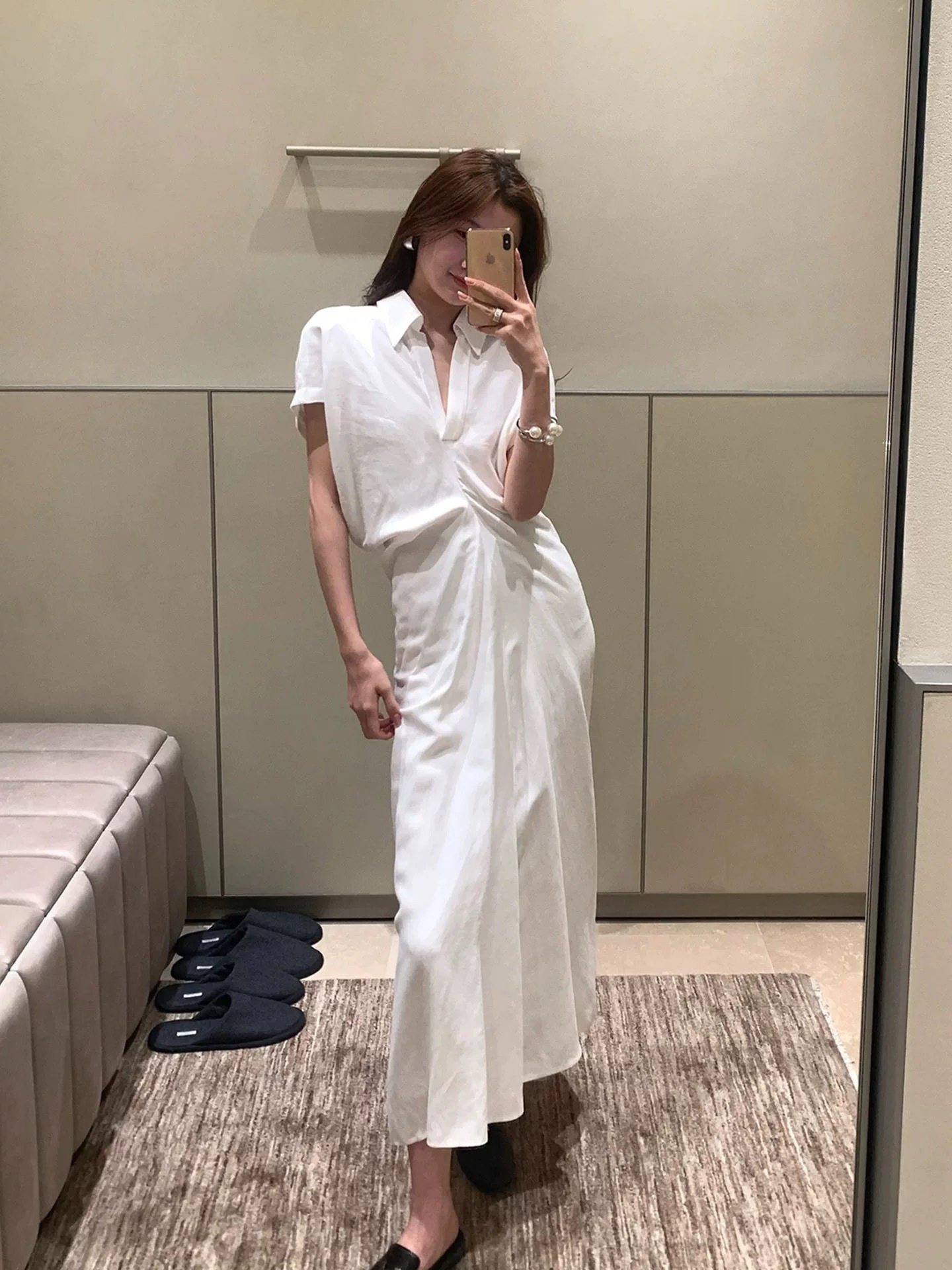 Brun 26ss ruched waist dress