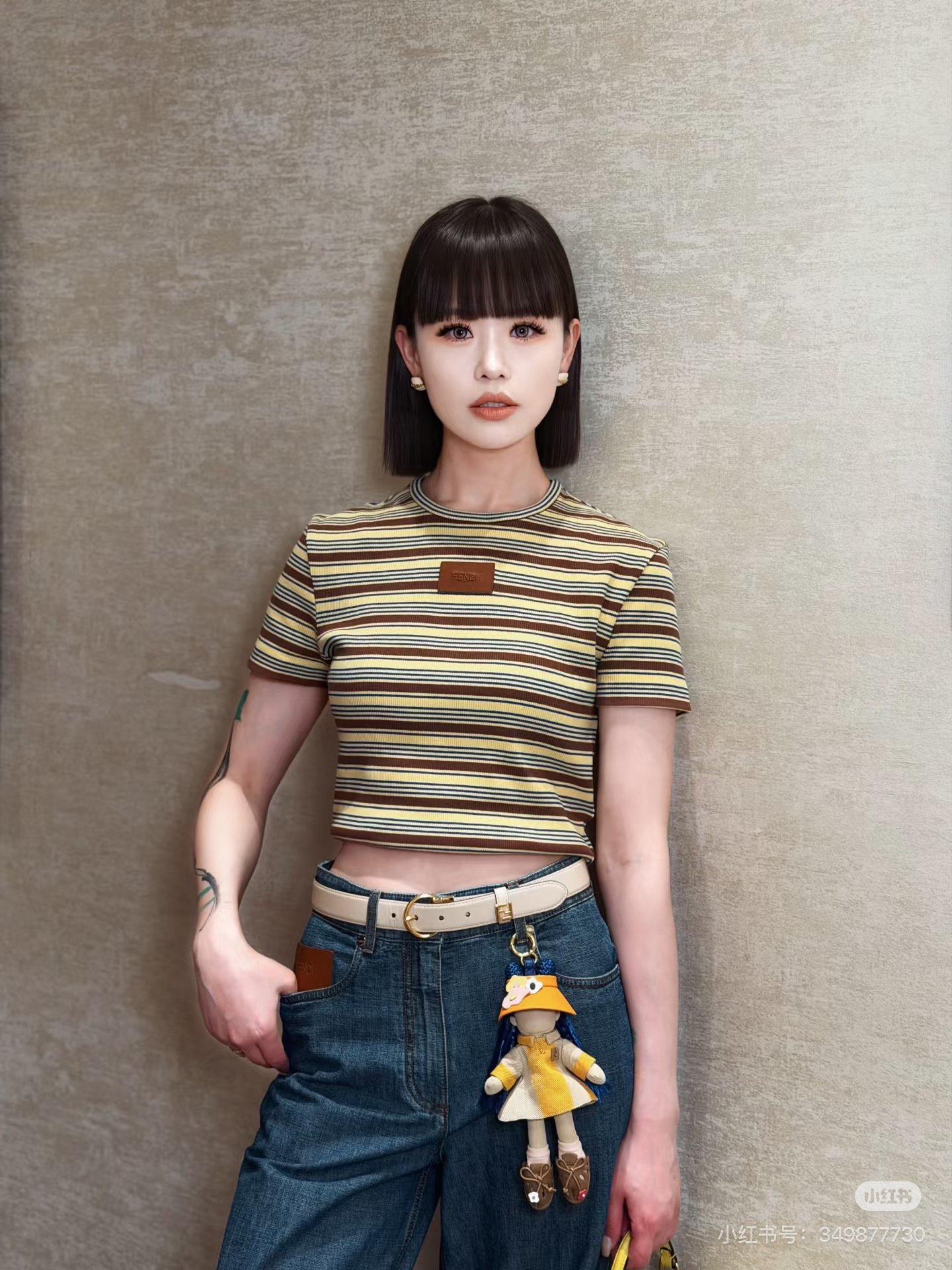 Fend 26ss stripe t-shirt