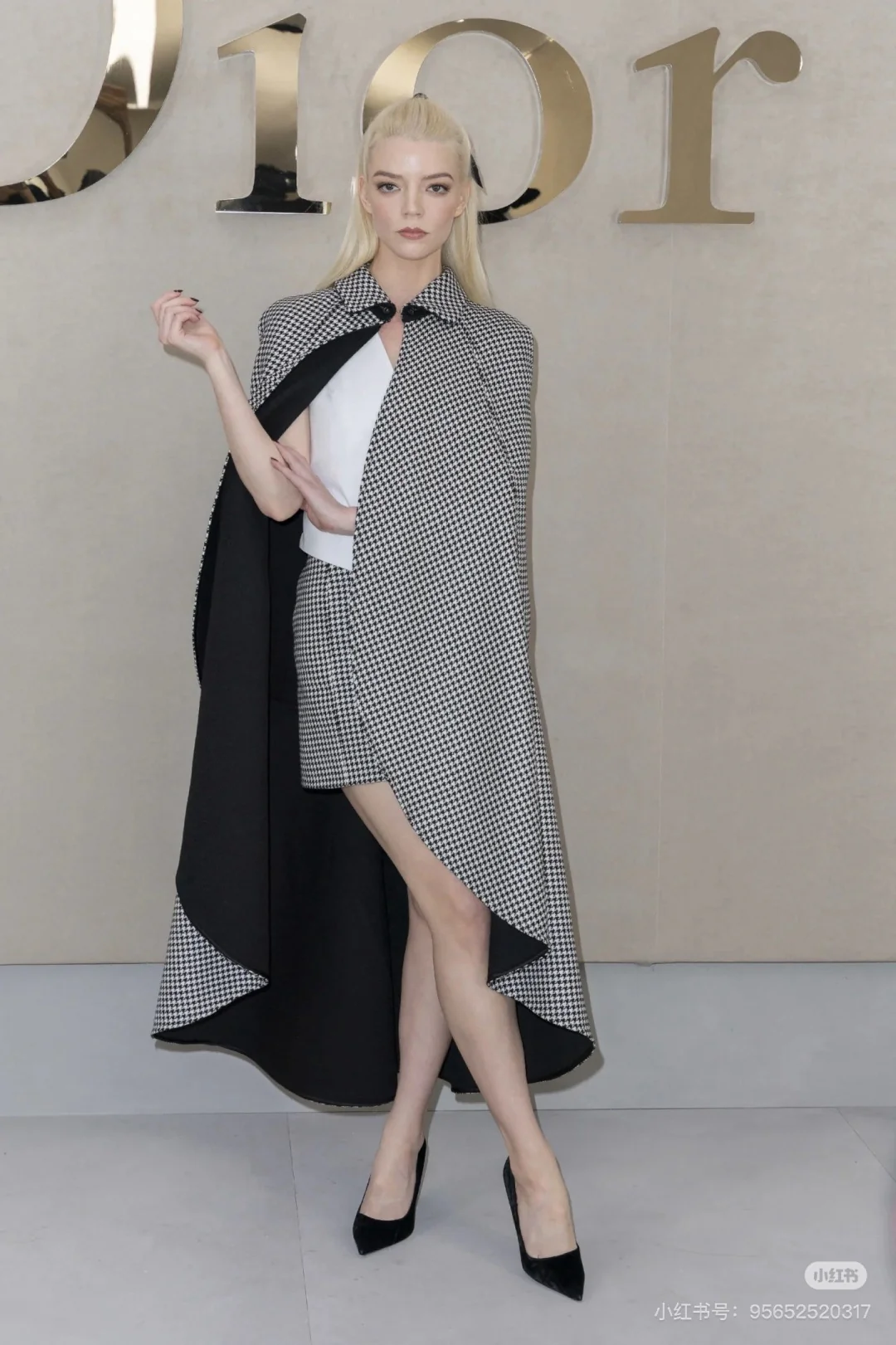 CD 25fw houndstooth cape