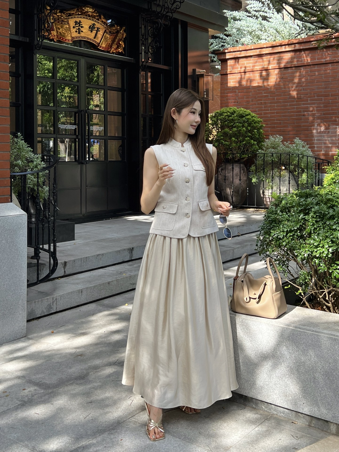 Brun 26ss linen vest jacket