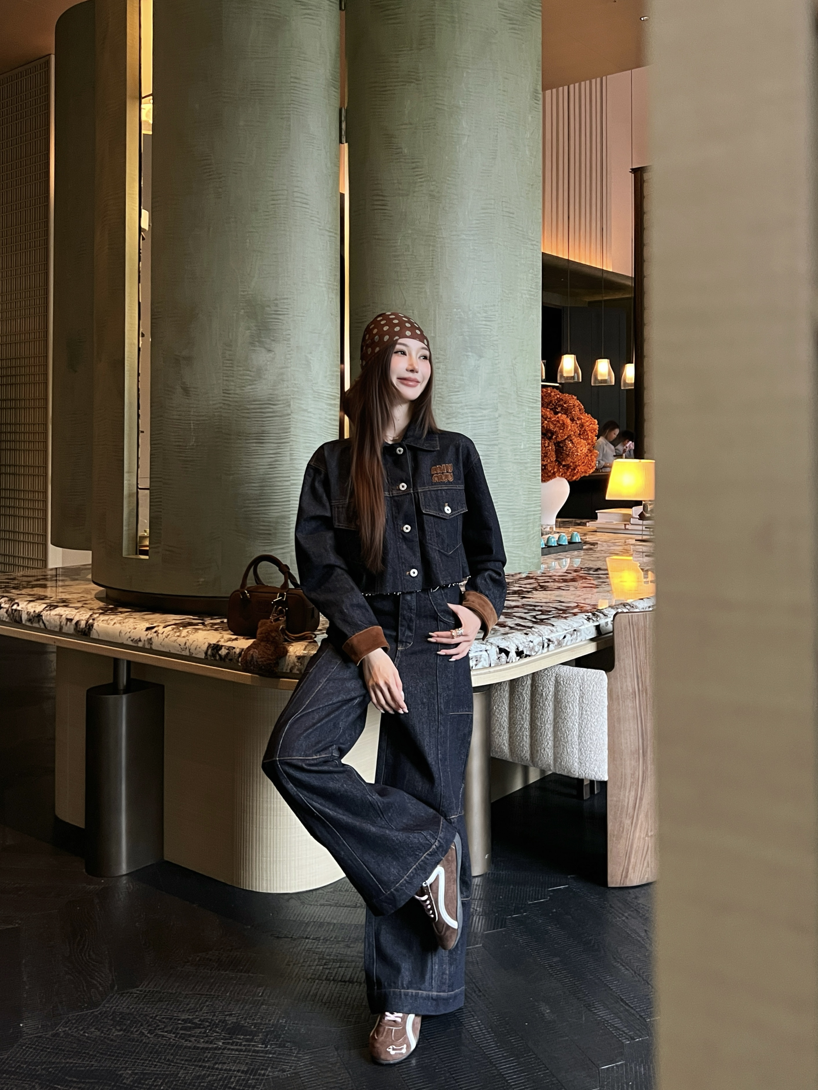 Miu 26ss cargo casual denim pants