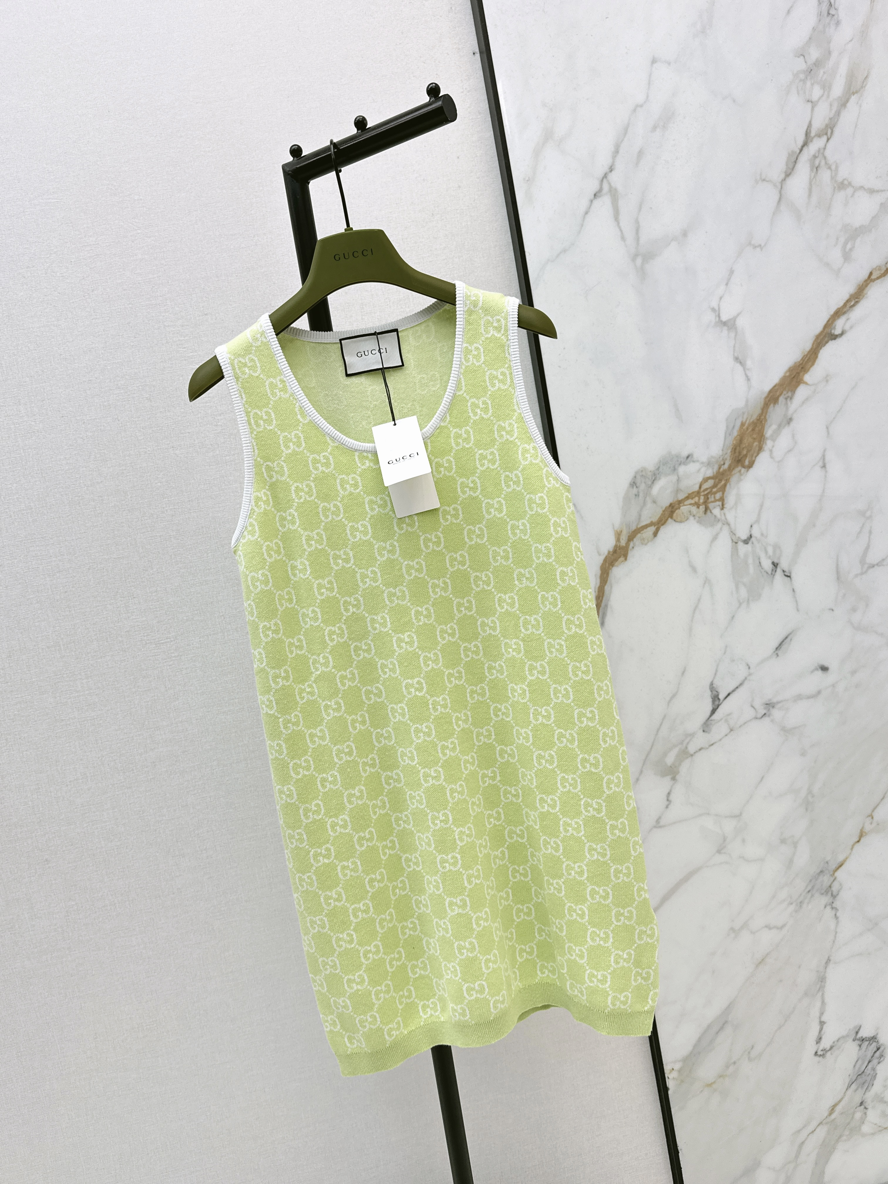 Guc 26ss jacquard sleeveless dress