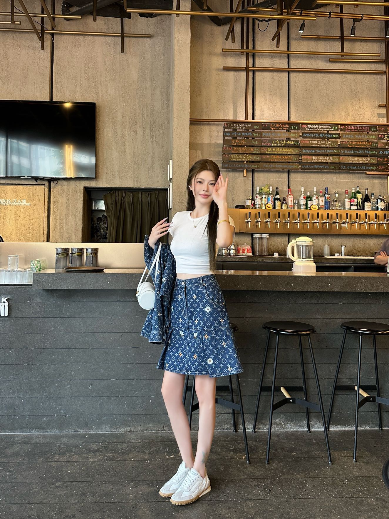 Loui 26ss embroidery denim skirt