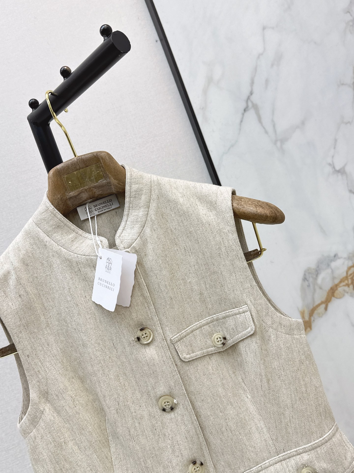 Brun 26ss linen vest jacket