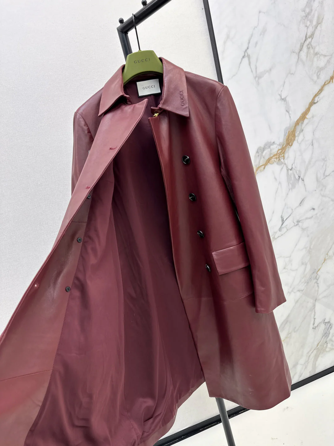 Guc 25fw leather trench coat