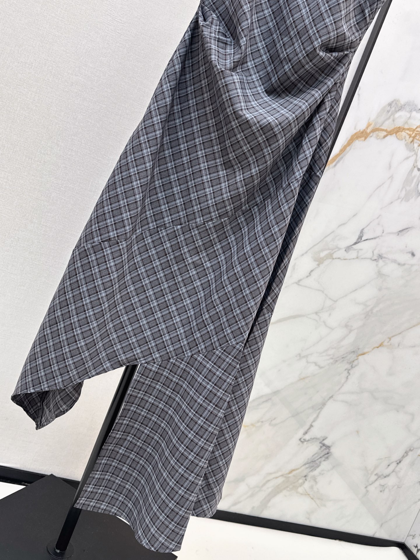 Pra 26ss check asymmetrical dress