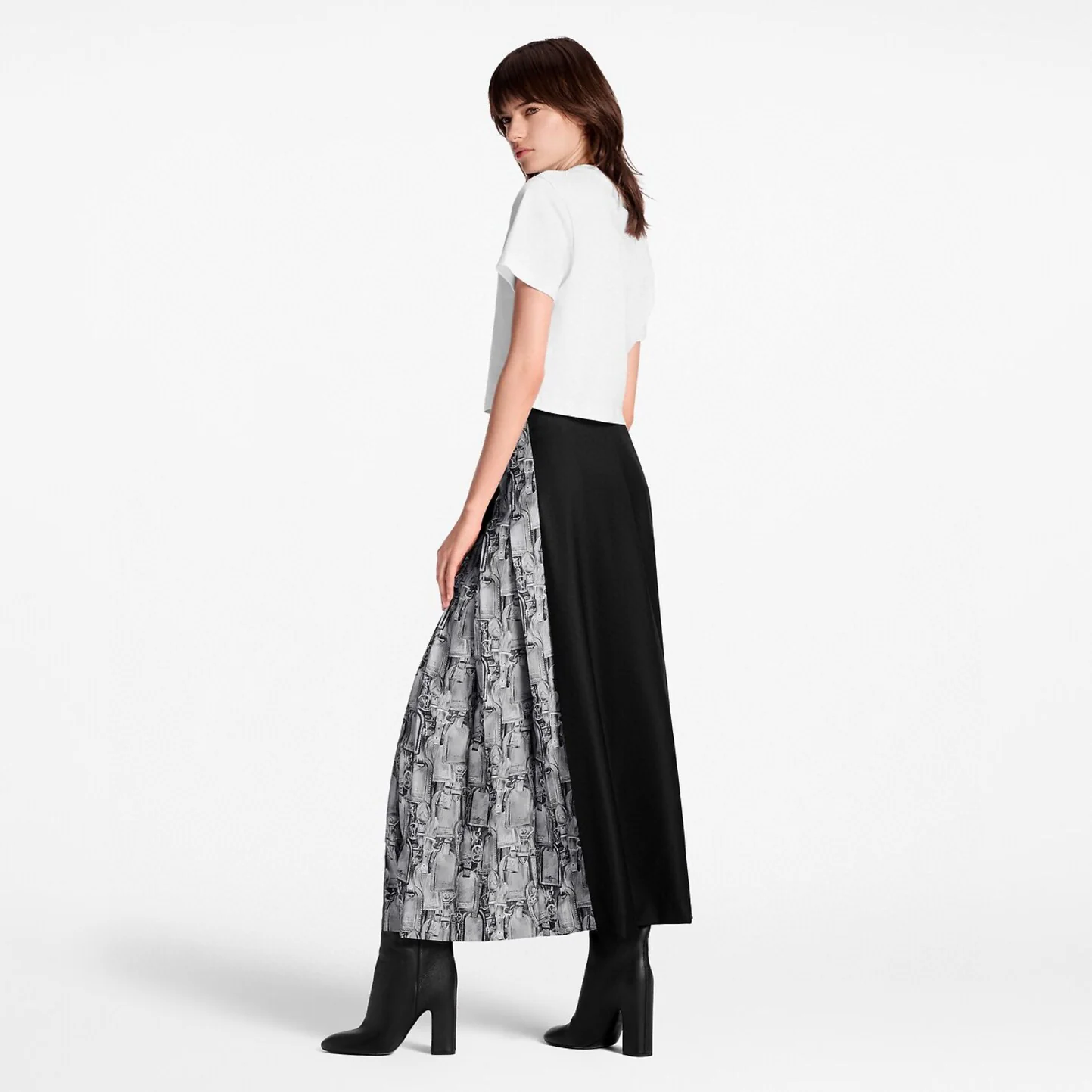 Louis 26ss print pleated skirts