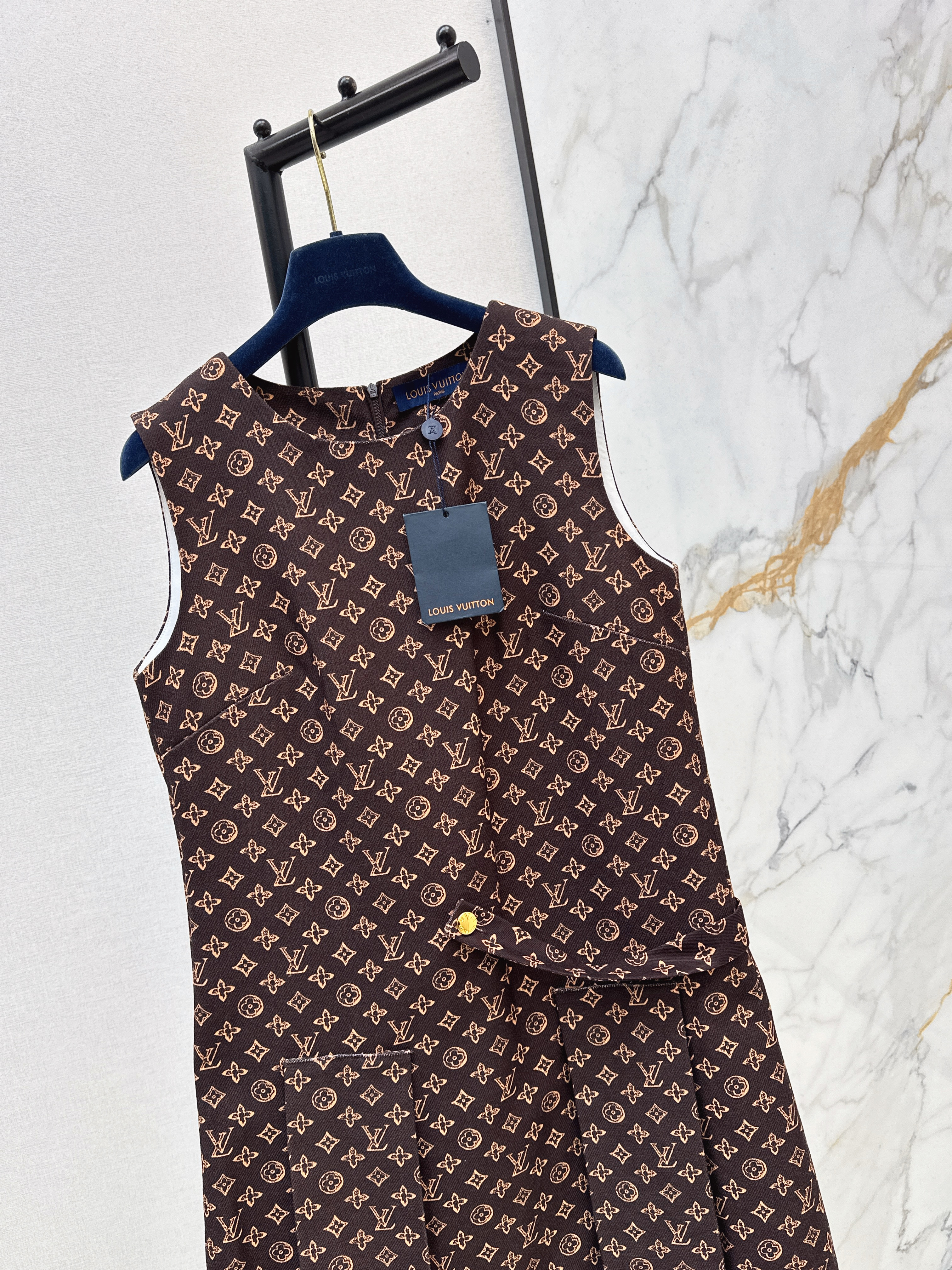 Louis 26ss print sleeveless dress