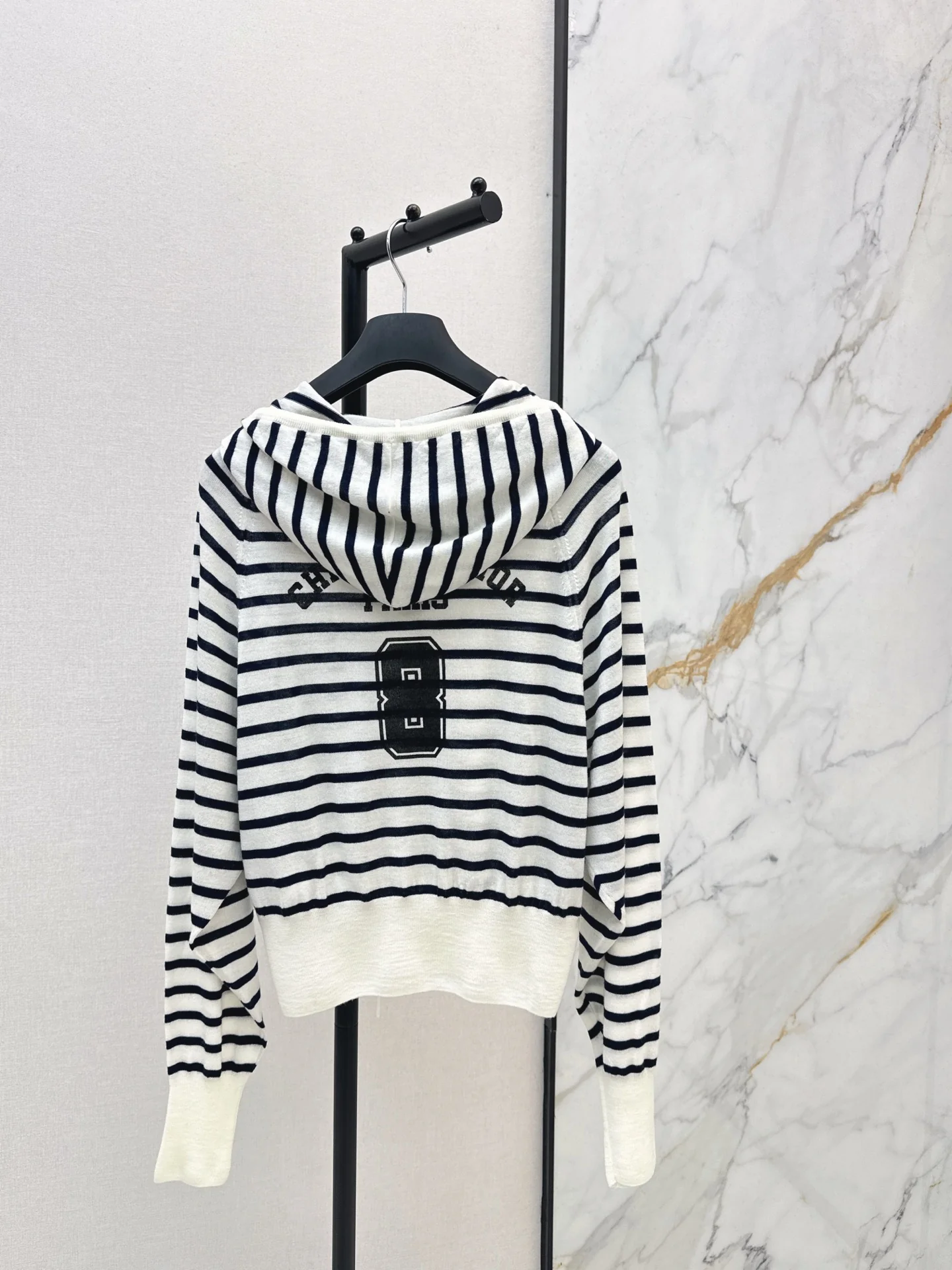 CD 26ss stripe hooded knit cardigan