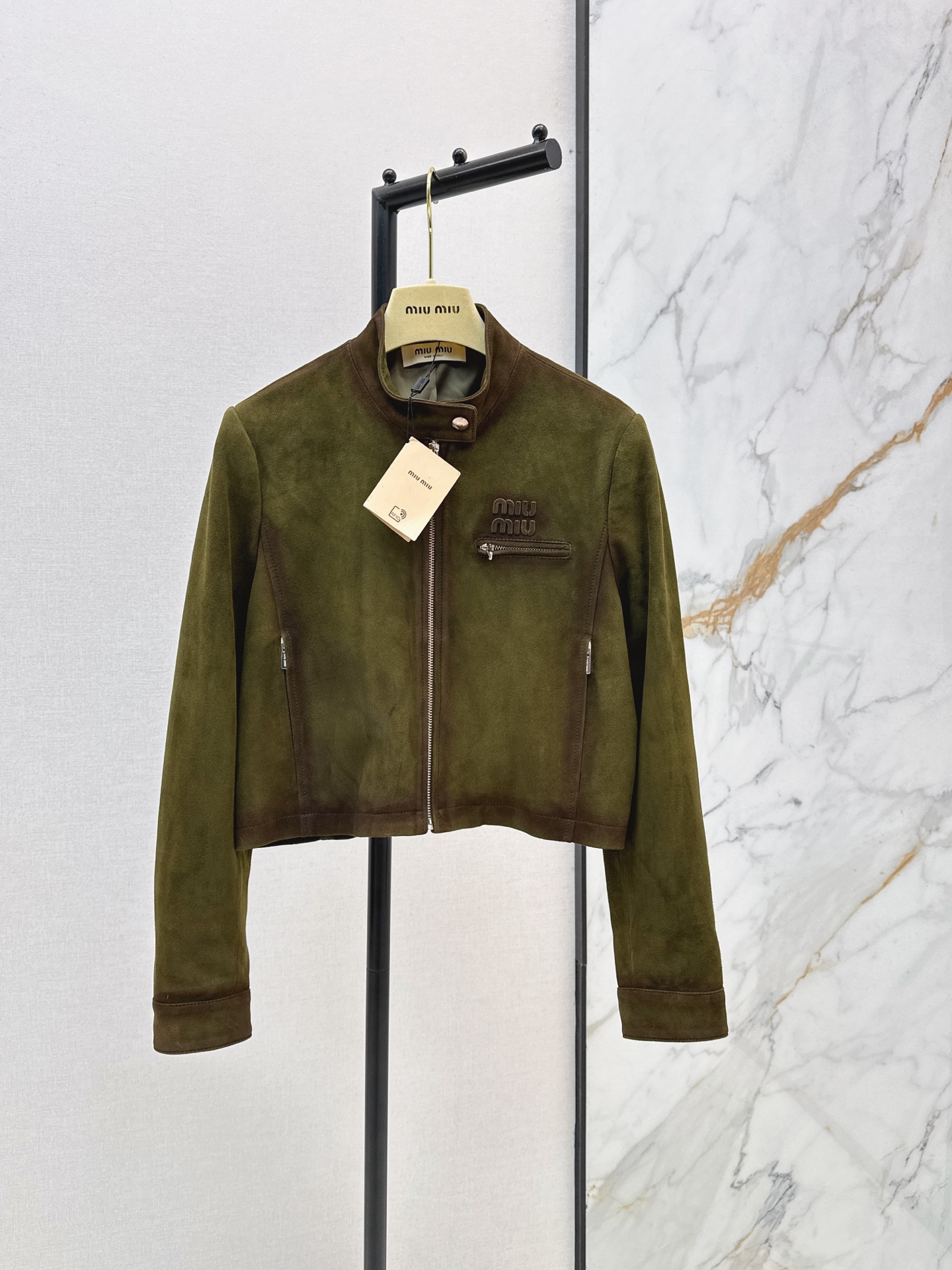 Miu 26ss suede leather jacket