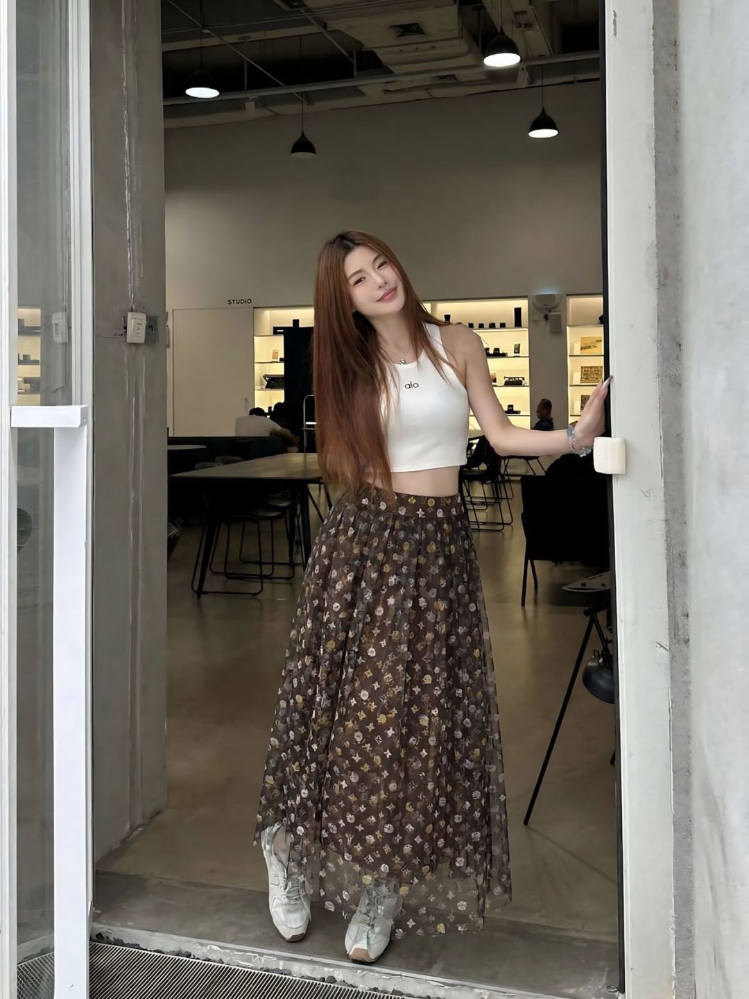 Loui 26ss print mesh skirt