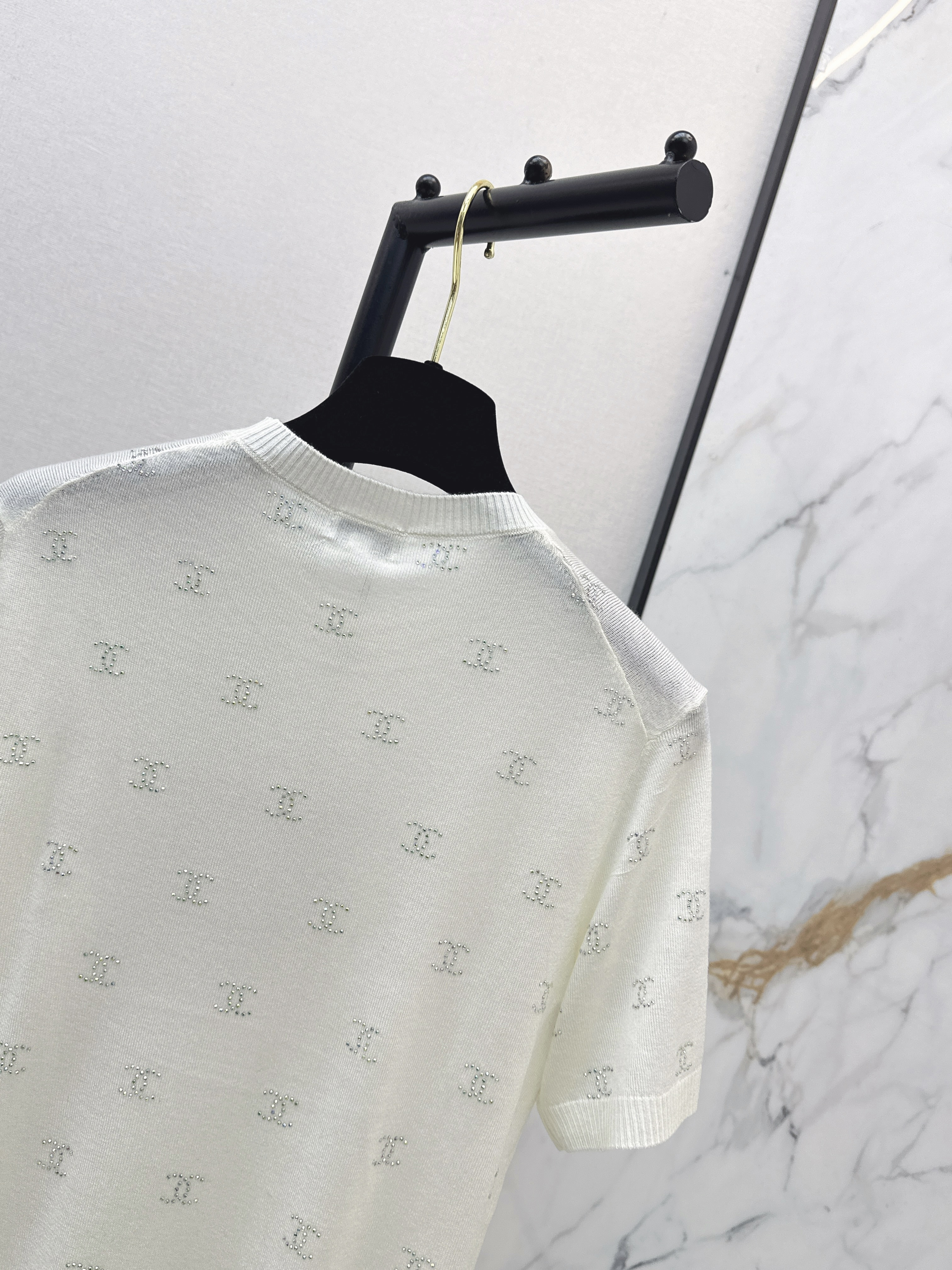 Chan 26ss rhinestone knitwear