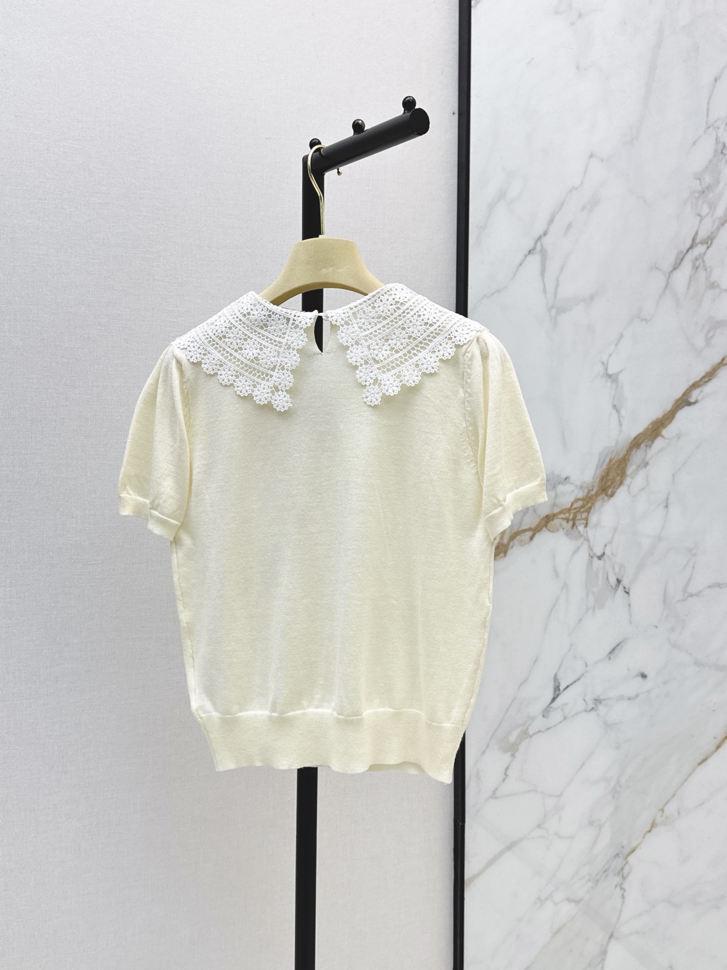 Miu 26ss 2in 1 lace trim knitwear